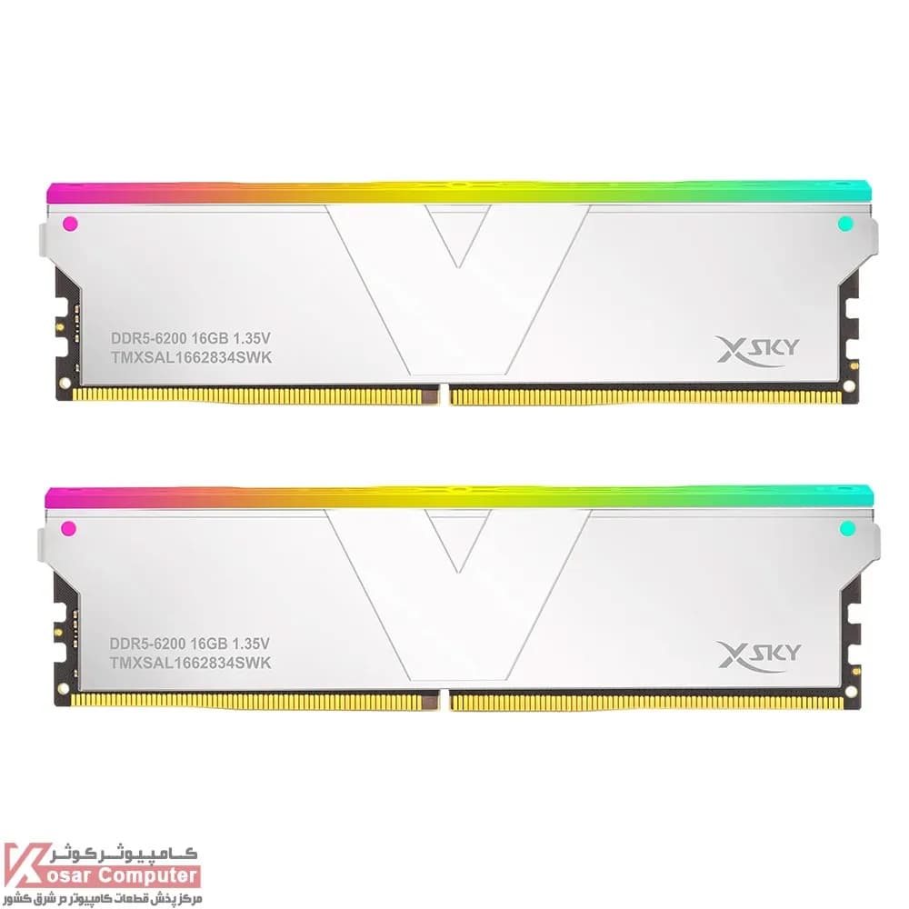 رم وی کالر 32 گیگابایت (2×16) دو کانال DDR5 6000 مدل Manta XSky CL28 — تصویر ۵