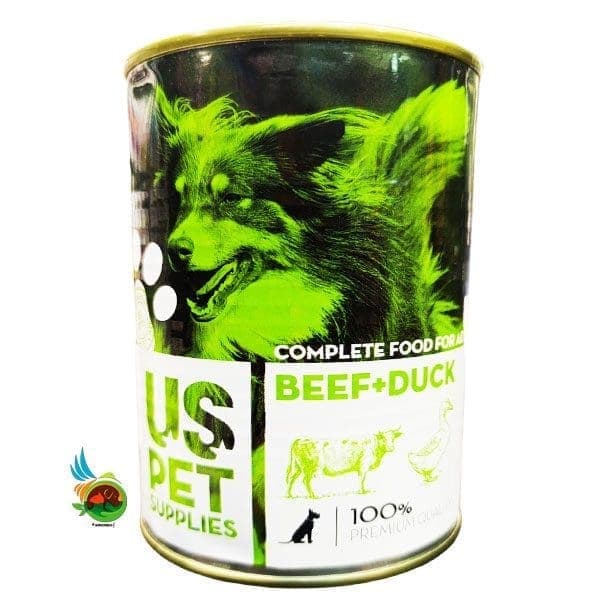 کنسرو پته سگ بالغ یو اس پت طعم گوشت و اردک Uspet with beef &amp; duck وزن ۴۰۰ گرم
