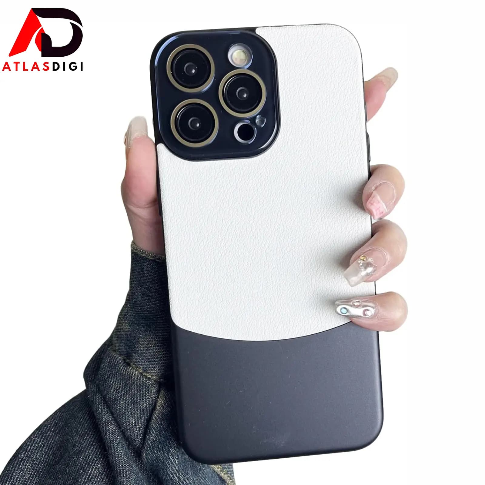 قاب و کاور محافظ چرمی دو رنگ کیسوکو مدل CASEOKO Two-Tone Leather مناسب آیفون iPhone 16 Pro Max سفید طوسی — تصویر ۵