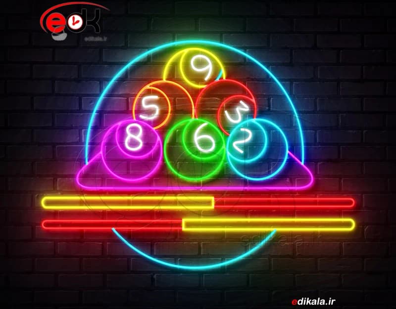 تابلو نئون طرح بیلیارد شماره 9 در ابعاد مختلف +آداپتور+ فایل لایه باز