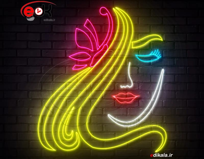 تابلو نئون طرح چهره دختر شماره 4 در ابعاد مختلف +آداپتور+ فایل لایه باز — تصویر ۴