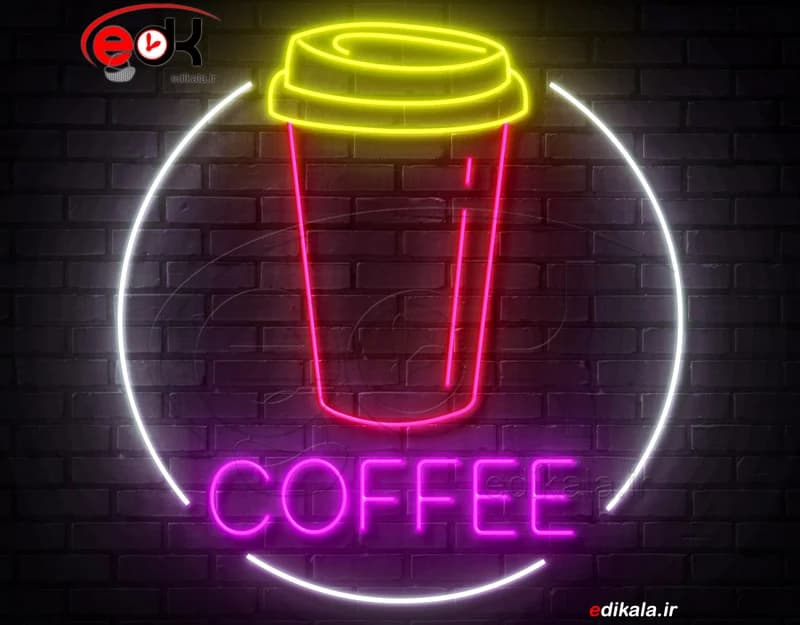 تابلو نئون طرح فنجان قهوه شماره 64 در ابعاد مختلف +آداپتور+ فایل کورل آماده برش