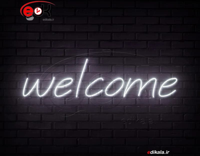 تابلو نئون طرح welcome شماره 2 در ابعاد مختلف +آداپتور+ فایل کورل اماده برش