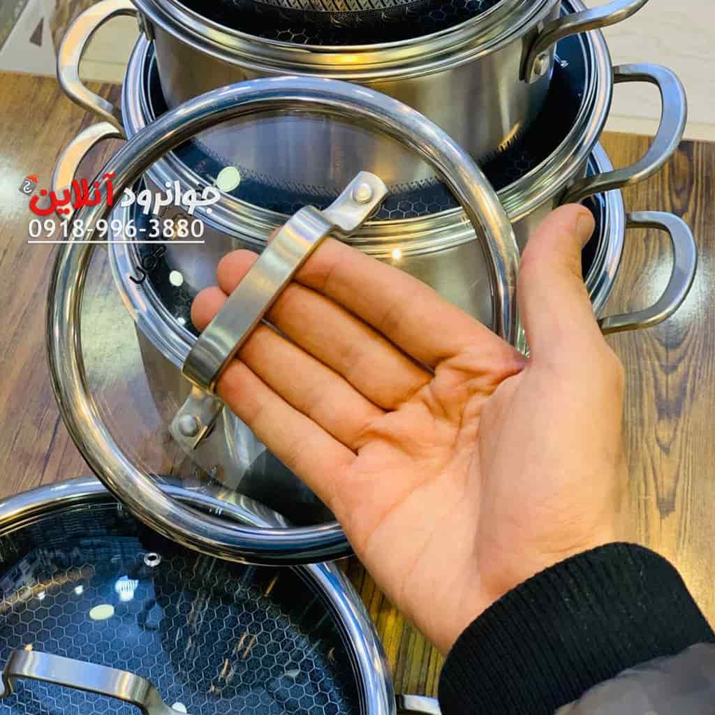 سرویس قابلمه زیو ZCS-1556 استیل 8 پارچه کف لیزری سایز 28 — تصویر ۱۰