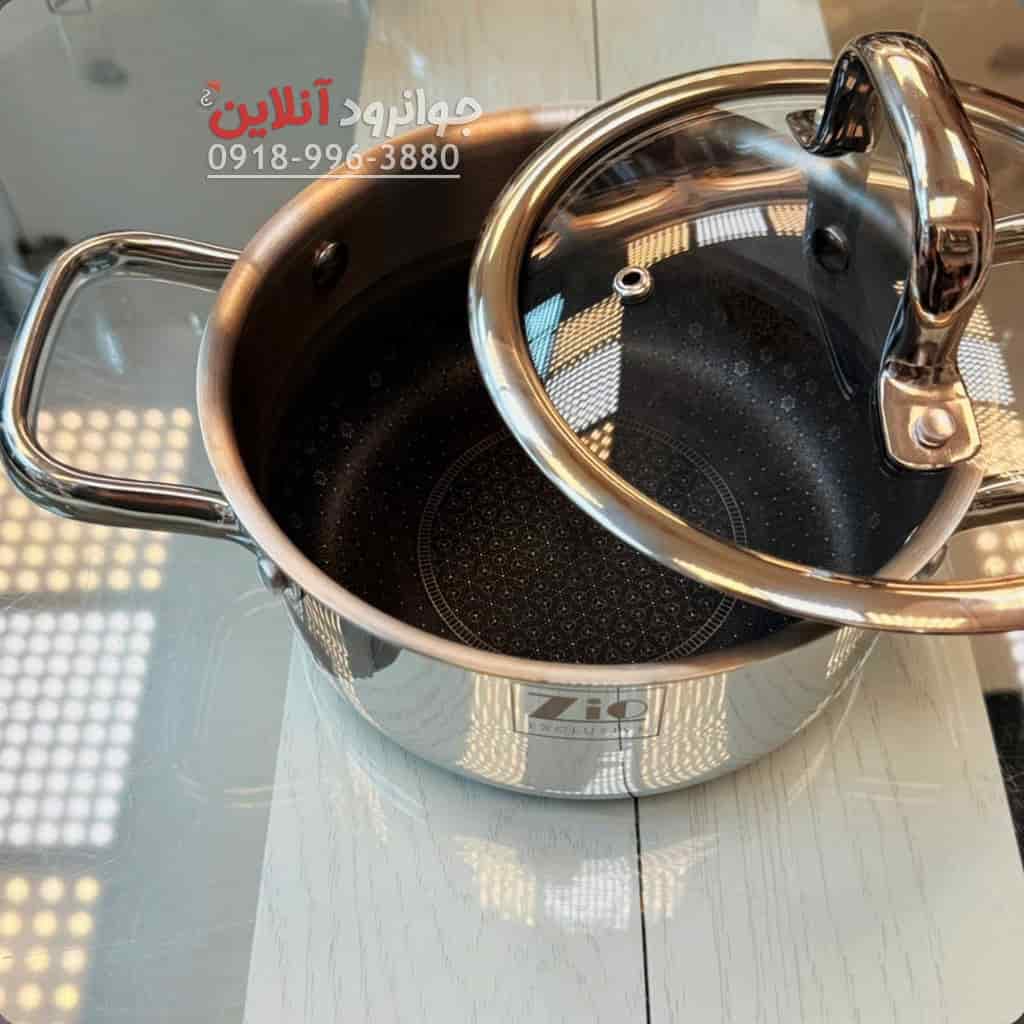 سرویس قابلمه زیو ZCS-1556 استیل 8 پارچه کف لیزری سایز 28 — تصویر ۲