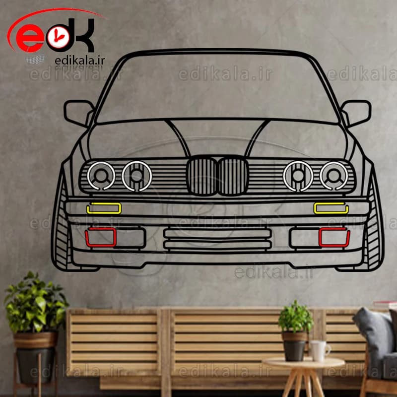 تابلو طرح ماشین BMW شماره 4 با چراغ نئون+آداپتور+با انتخاب سایز دلخواه