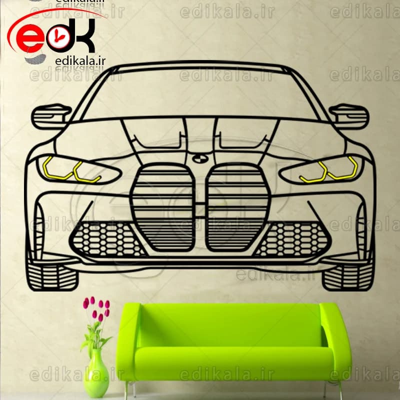 تابلو طرح ماشین BMW شماره 3 با چراغ نئون+آداپتور+با انتخاب سایز دلخواه