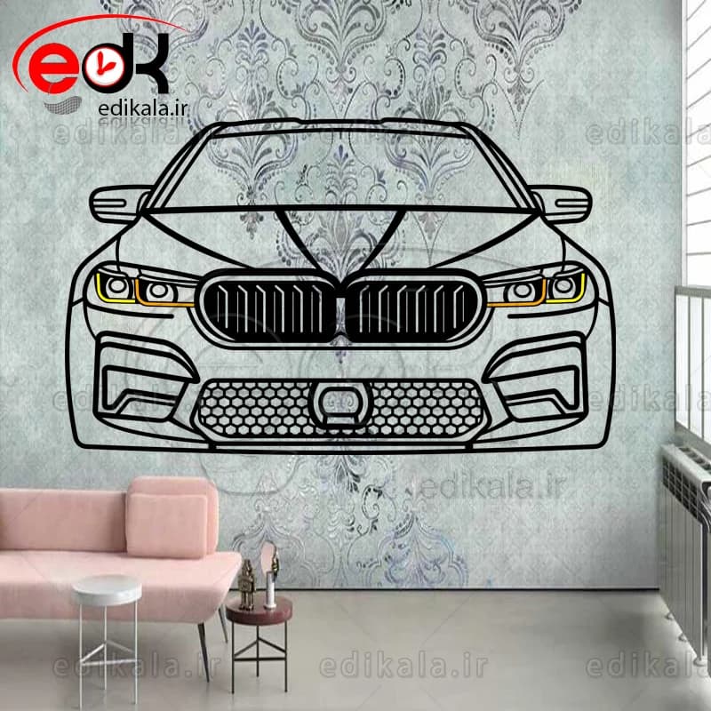تابلو طرح ماشین BMW شماره 2 با چراغ نئون+آداپتور+با انتخاب سایز دلخواه — تصویر ۲