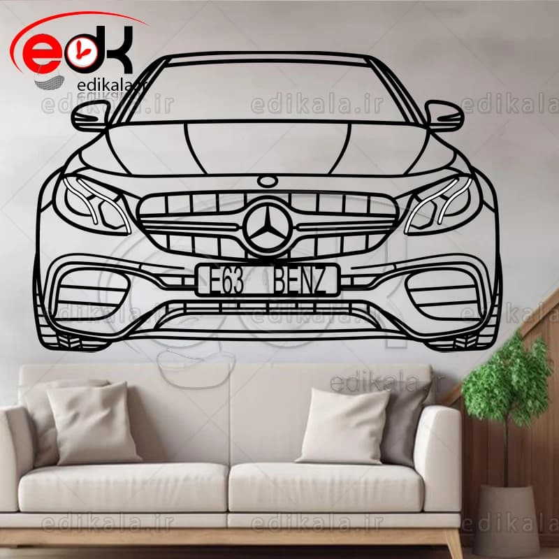 تابلو طرح ماشین بنز شماره 1 با چراغ نئون+آداپتور+با انتخاب سایز دلخواه+فایل کورل آماده برش — تصویر ۳