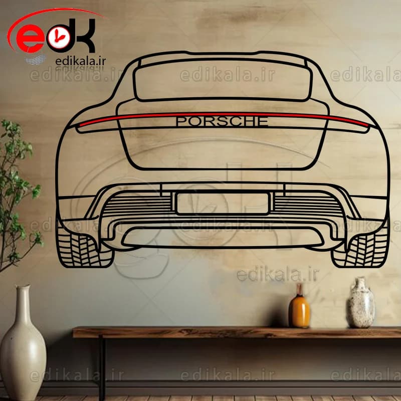 تابلو طرح ماشین پورشه شماره 2 با چراغ نئون+آداپتور+با انتخاب سایز دلخواه