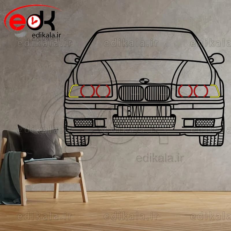 تابلو طرح ماشین BMW شماره 1 با چراغ نئون+آداپتور+با انتخاب سایز دلخواه — تصویر ۲