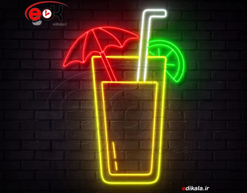 تابلو نئون طرح آبمیوه شماره 11 در ابعاد مختلف +آداپتور+ فایل کورل آماده برش