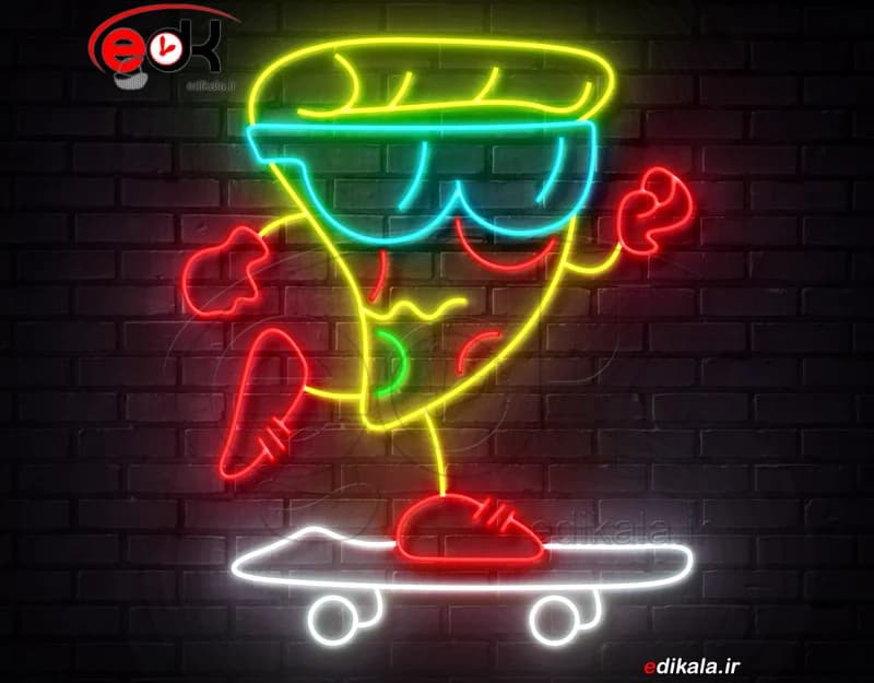 تابلو نئون طرح پیتزا شماره 28 در ابعاد مختلف+آداپتور+فایل کورل آماده برش