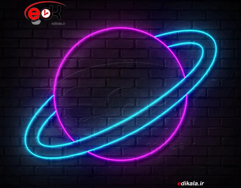 تابلو نئون طرح سیاره زحل شماره 2 در ابعاد مختلف +آداپتور+ فایل لایه باز
