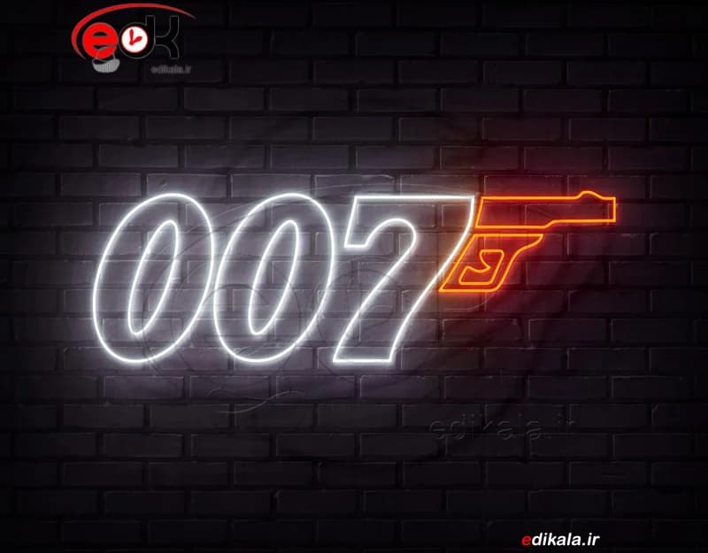 تابلو نئون طرح لوگو 007 شماره 1 در ابعاد مختلف +آداپتور+ فایل لایه باز
