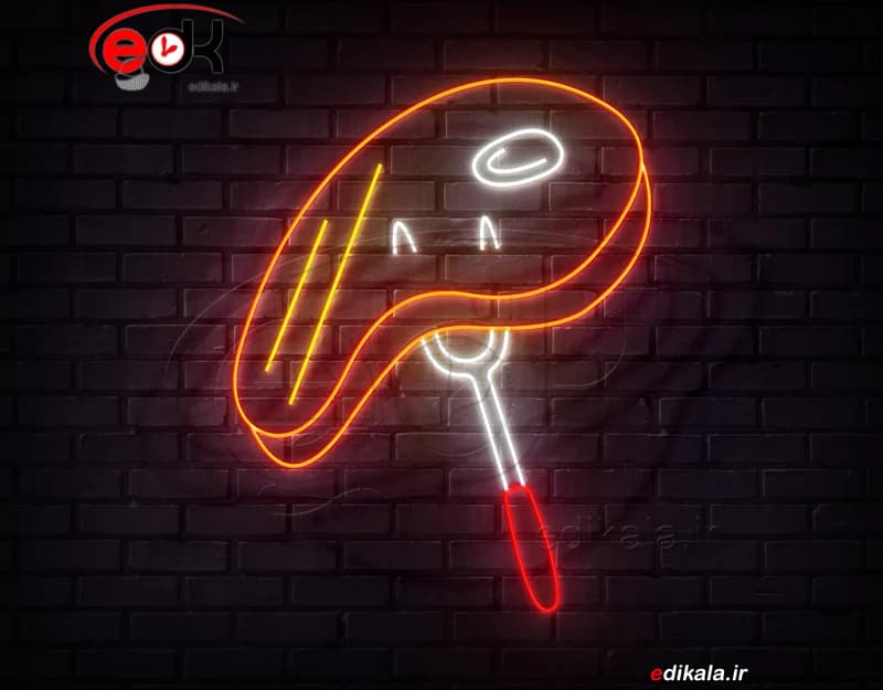 تابلو نئون طرح استیک شماره 6 در ابعاد مختلف +آداپتور+ فایل لایه باز