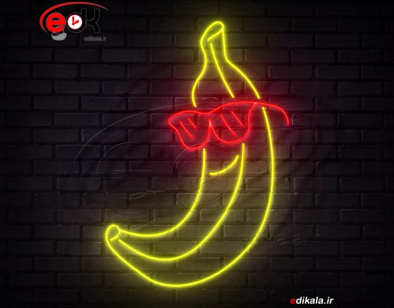 تابلو نئون طرح موز شماره 4 در ابعاد مختلف +آداپتور+ فایل لایه باز