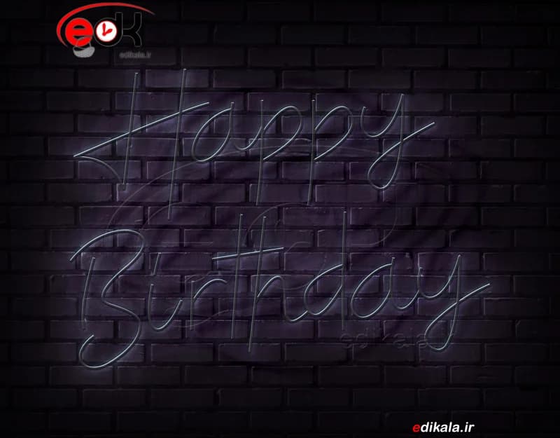 تابلو نئون طرح happy birthday شماره 19 در ابعاد مختلف +آداپتور+ فایل کورل آماده برش — تصویر ۲