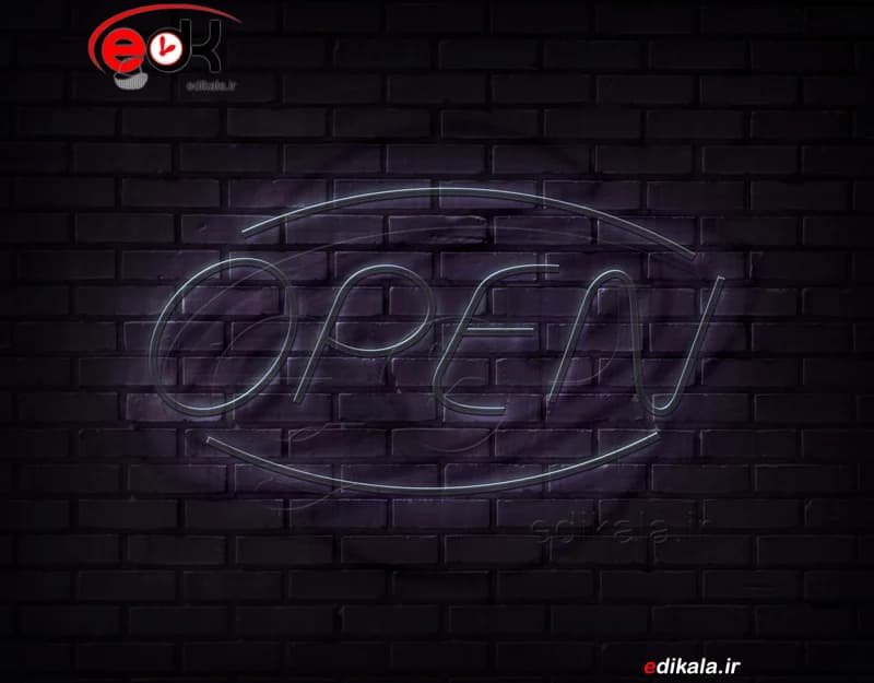 تابلو نئون طرح open شماره 5 در ابعاد مختلف +آداپتور+ فایل لایه باز — تصویر ۲