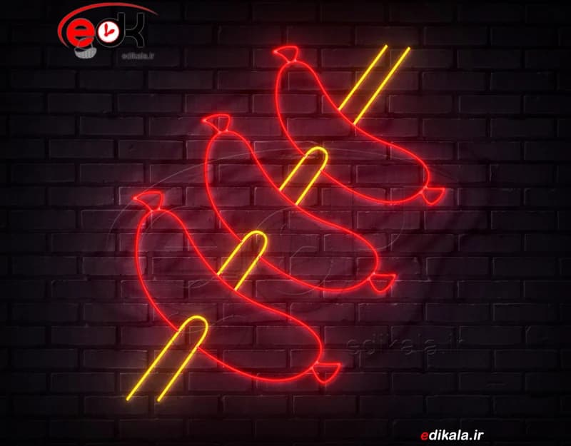 تابلو نئون طرح هات داگ شماره 9 در ابعاد مختلف + آداپتور + فایل کورل آماده برش