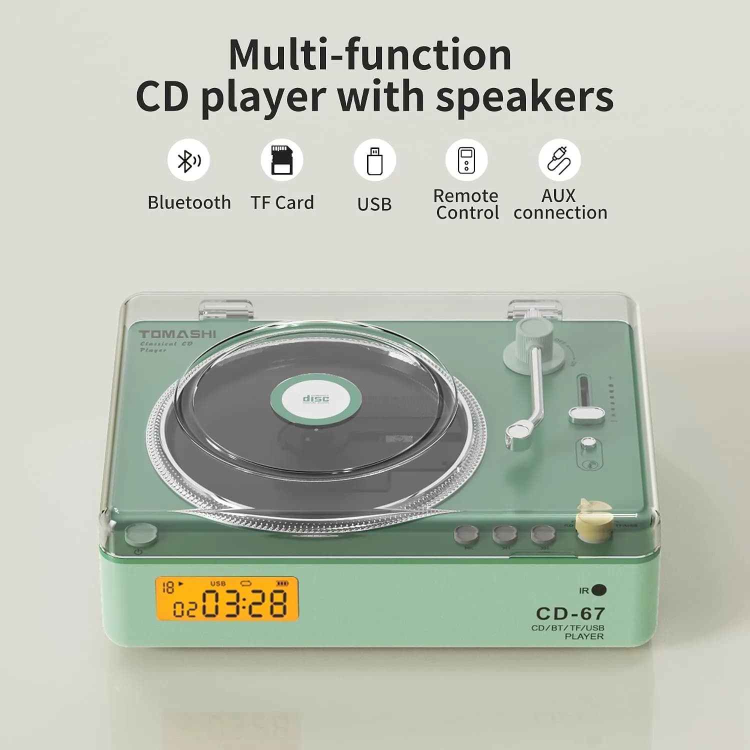 پخش‌کننده CD قابل حمل TOMASHI برند TOMASHI مدل CD-67 — تصویر ۸