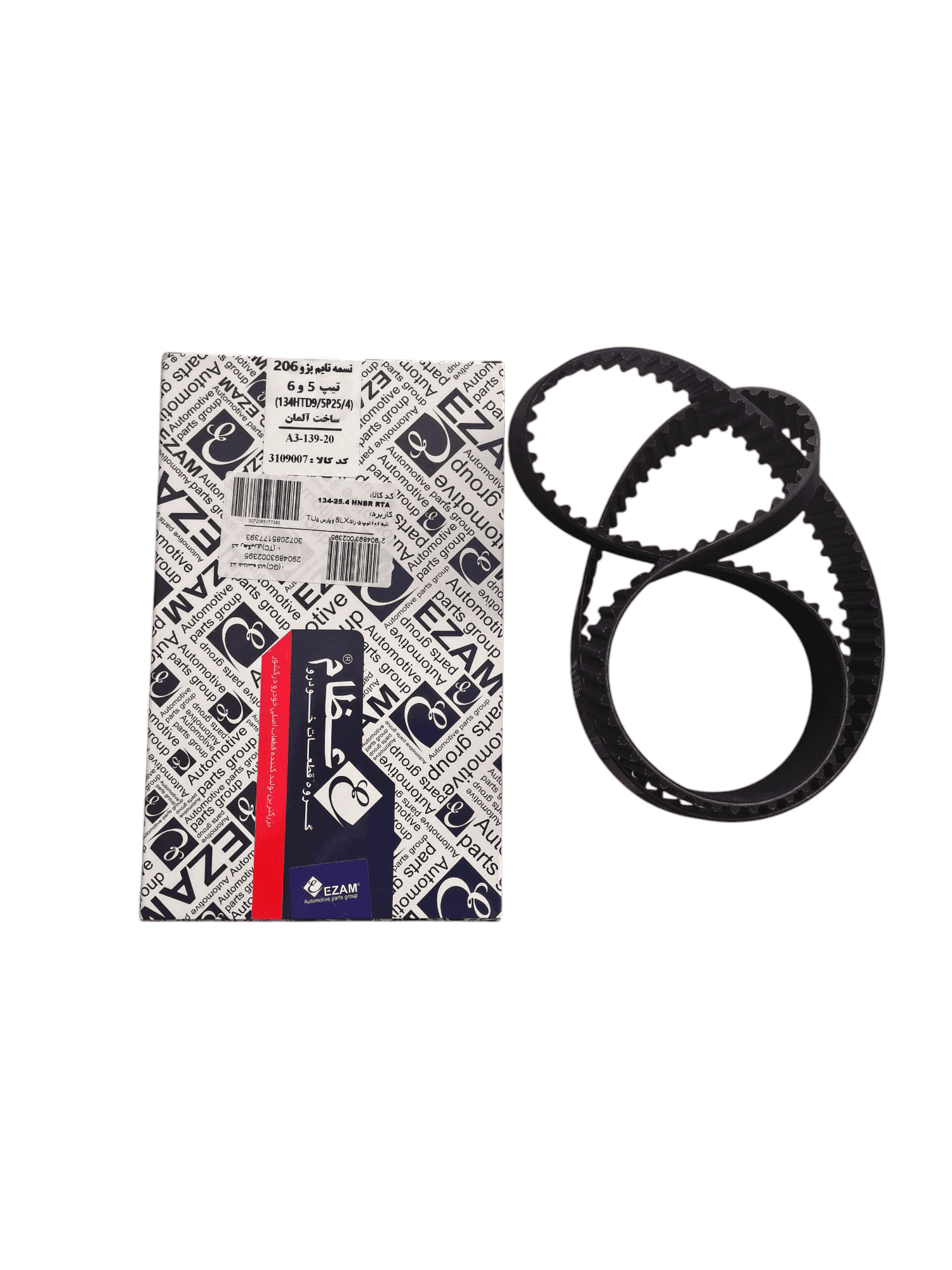 تسمه تايم پژو 206 تيپ 5 و 6 (134HTD9/5P25/4) ساخت آلمان برند عظام