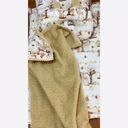 سرویس خواب نوزاد 4 تکه طرح آهو تمام نخ ضدحساسیت و ارگانیک(تشک و پتو تدی و بالش) — تصویر ۵
