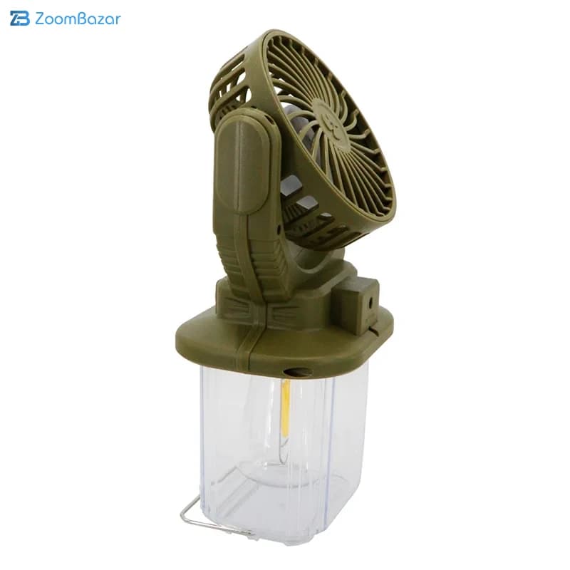 فن شارژی و چراغ اضطراری کمپی خورشیدی مدل HB-F718W — تصویر ۲