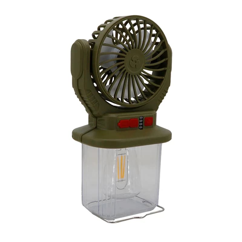 فن شارژی و چراغ اضطراری کمپی خورشیدی مدل HB-F718W