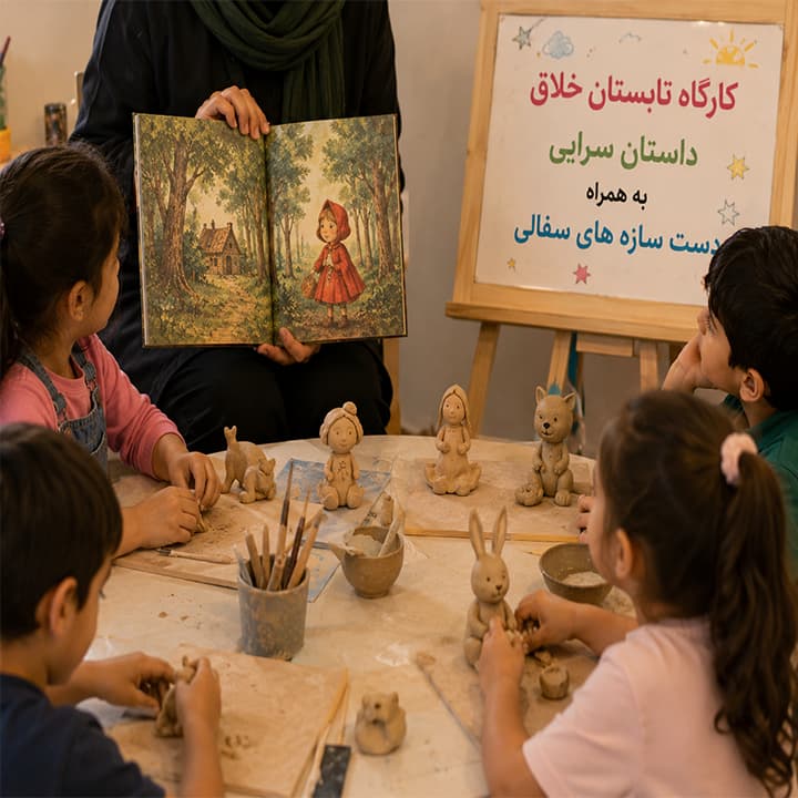 ورودی کارگاه تابستان خلاق (داستان سرایی به همراه دست سازه های سفالی)