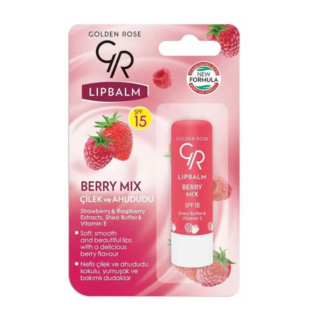 بالم لب گلدن رز SPF15 مدل BERRY MIX رنگ ترکیبی تمشک و توت‌فرنگی وزن 4.6 گرم