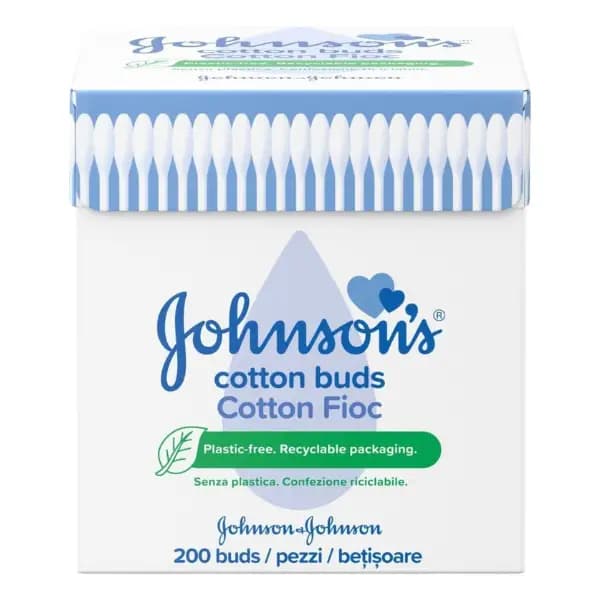 گوش پاک کن پنبه‌ای کودک جانسون اروپا مدل Cotton Fioc بسته 200 عددی — تصویر ۲