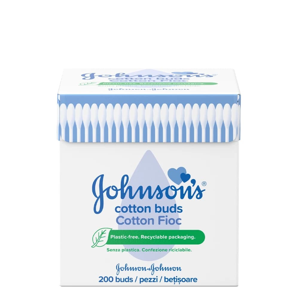 گوش پاک کن پنبه‌ای کودک جانسون اروپا مدل Cotton Fioc بسته 200 عددی — تصویر ۳