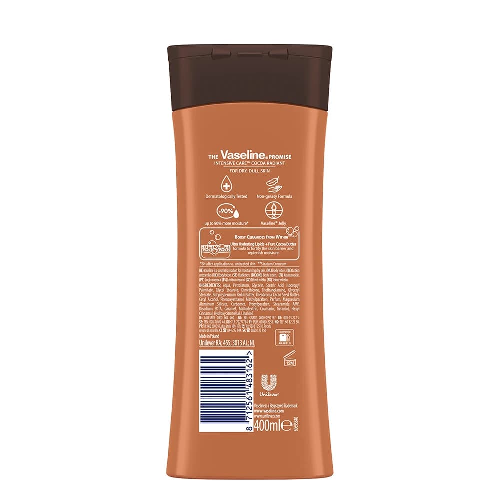 لوسیون بدن وازلین مدل Cocoa Radiant حجم 400 میلی‌لیتر — تصویر ۴
