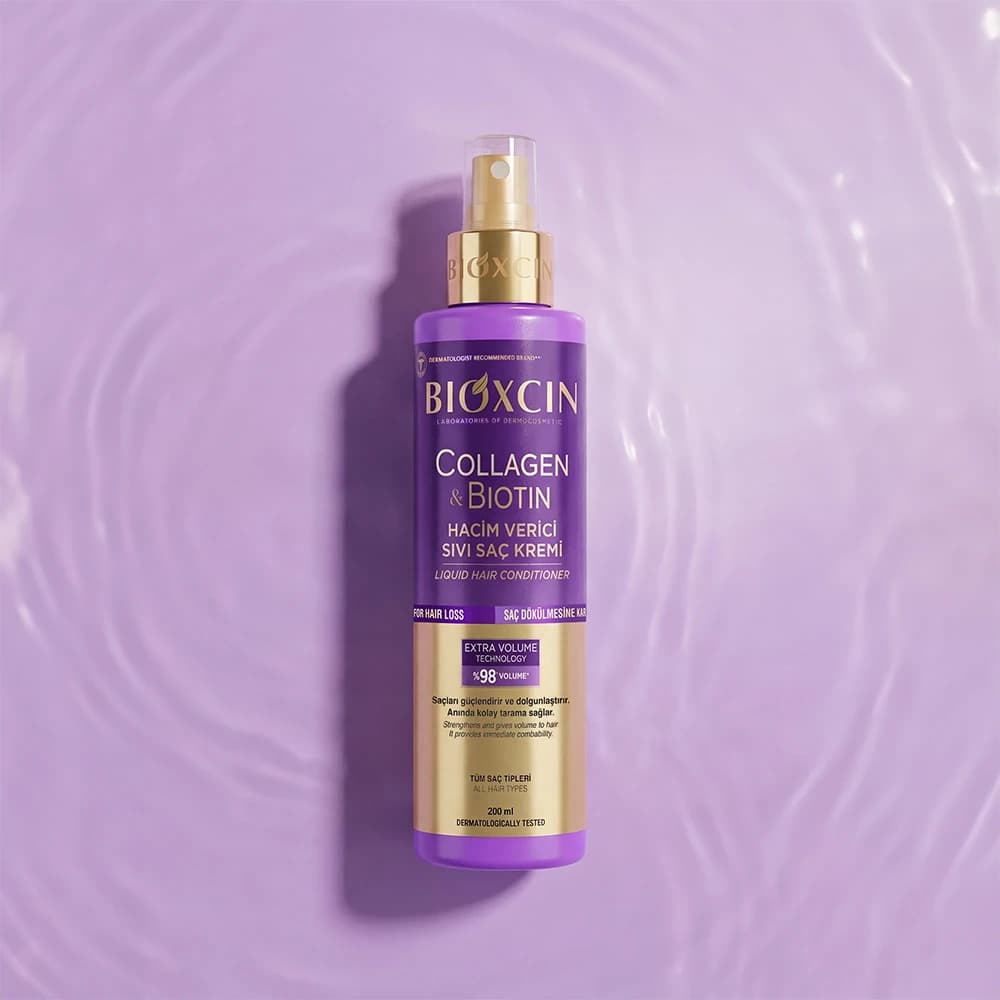 اسپری دوفاز حجمدهنده و نرمکننده بیوکسین مدل COLLAGEN & BIOTIN مناسب موهای نازک و کمپشت حجم 200 میلیلیتر — تصویر ۲