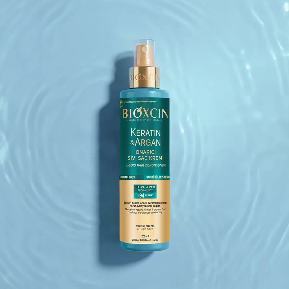 اسپری مو ترمیم‌کننده بیوکسین مدل KERATIN & ARGAN مناسب موهای آسیب‌دیده و حساس حجم 200 میلی‌لیتر — تصویر ۱۰