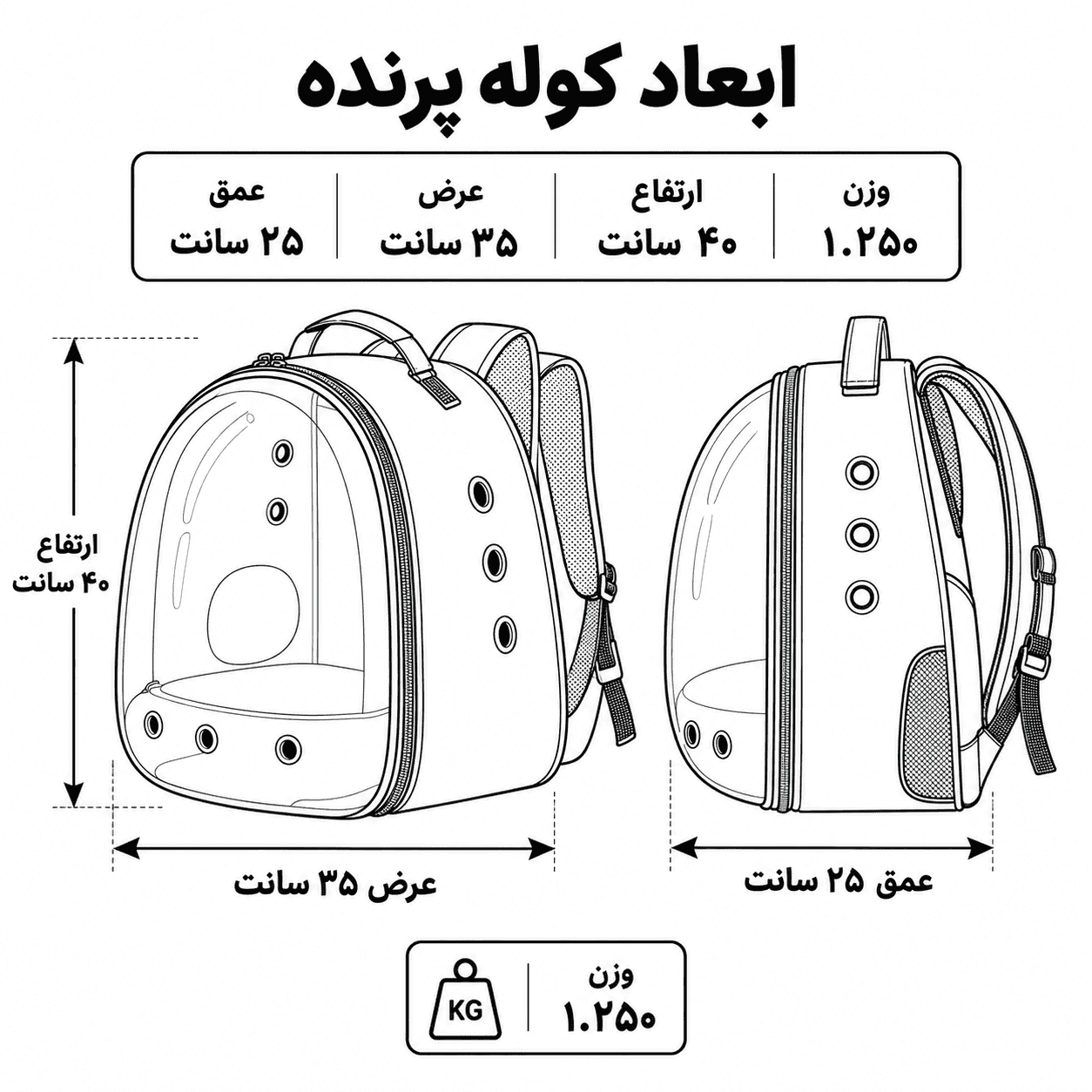 کوله حمل پرنده فضایی مدل شفاف — تصویر ۴