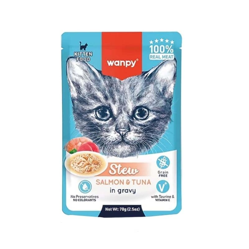 پوچ بچه گربه ونپی مدل Stew با طعم سالمون و تن 70 گرم