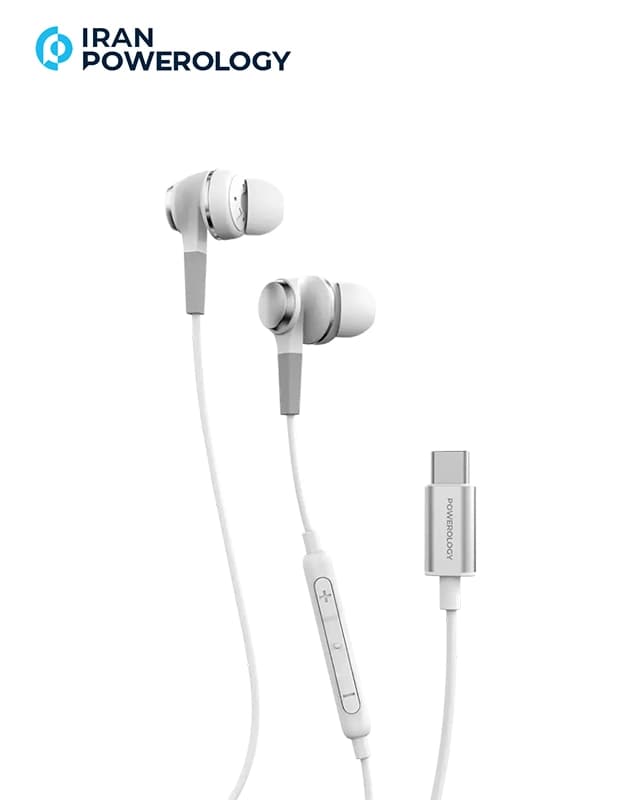 هندزفری سیمی پاورولوژی Powerology Type-C Stereo Earphones PWTYPECWH