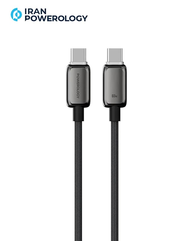 کابل 100 سانتی متر USB C به USB C پاورولوژی Powerology Zinco Series USB-C to USB-C PWDC60DGY