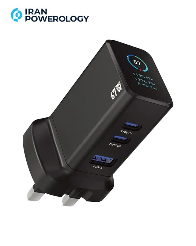 شارژر دیواری 67 وات پاورولوژی Powerology GaNex 67W Charger PWC2417BK
