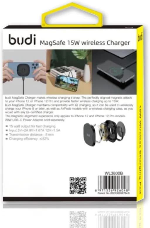 شارژر بی سیم 15W بودی دارای کابل همراه مدل WL3800B با گارانتی 18 ماهه (6 ماه تعویض) — تصویر ۵