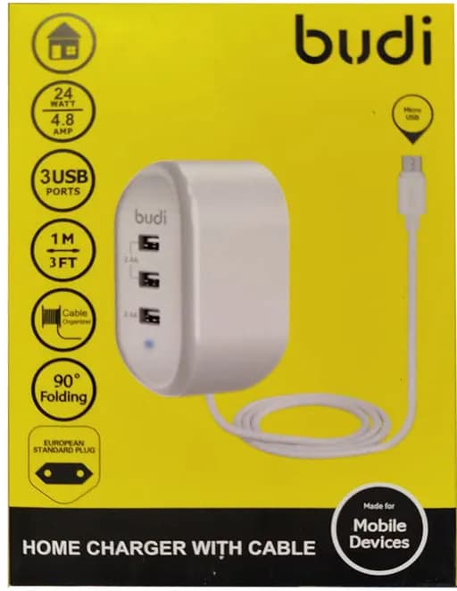 شارژر دیواری 24W بودی با خروجی USB و کابل microUSB مدل M8J312EM با گارانتی 18 ماهه (6 ماه تعویض) — تصویر ۷