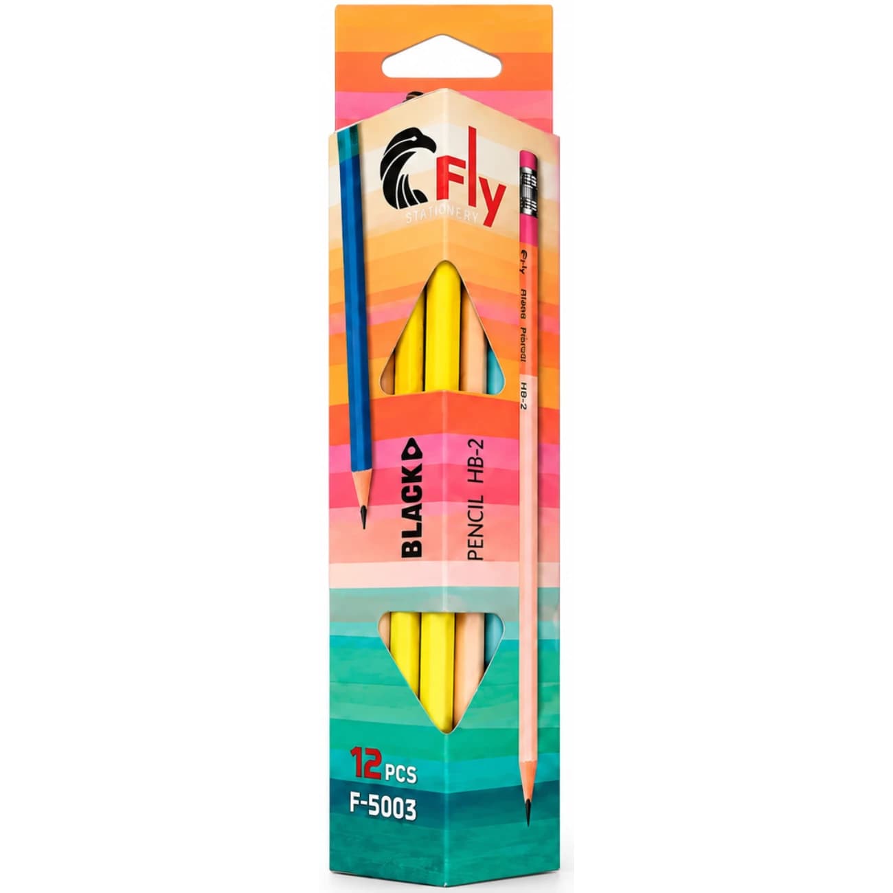 مداد مشکی HB-2 فلای FLY مدل F-5003 بسته 12 عددی — تصویر ۳
