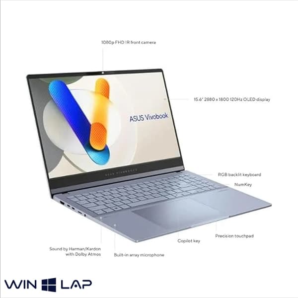 لپ تاپ Asus مدل Vivobook PRO 15 – 15.6 inch – پردازنده Ultra 7-155H – گرافیک 6GB GeForce RTX 3050 حافظه RAM 16GB حافظه هارد SSD 512GB — تصویر ۴