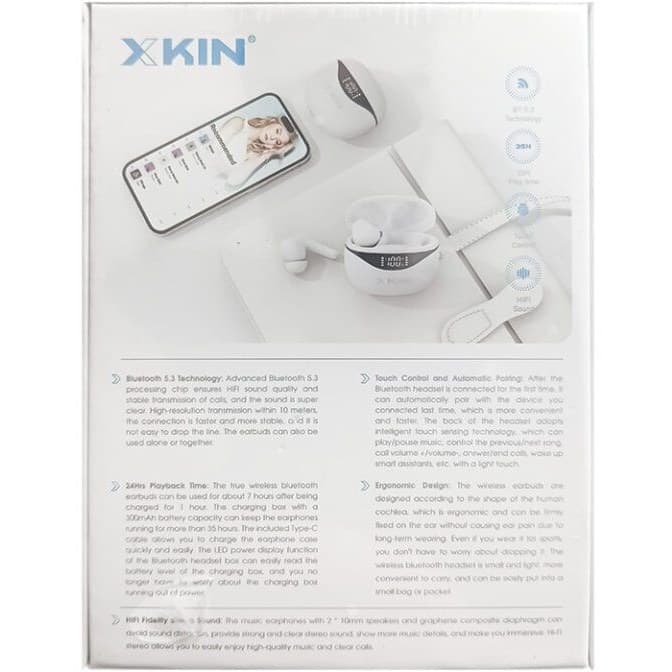 هندزفری بلوتوثی Xkin مدل XK-TW28 | طراحی ارگونومیک، صدای واضح، اقتصادی — تصویر ۲