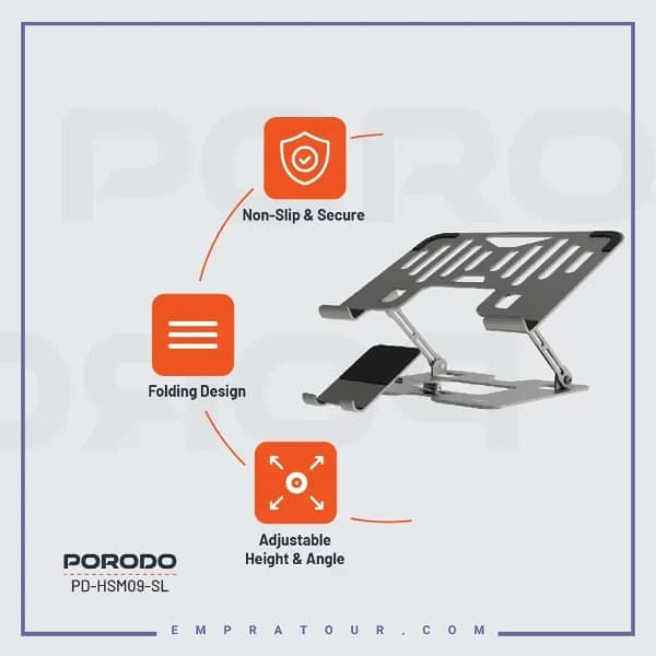 پایه نگهدارنده ۲ در ۱ لپ‌تاپ و موبایل پرودو Porodo PDHSM09SL — تصویر ۶