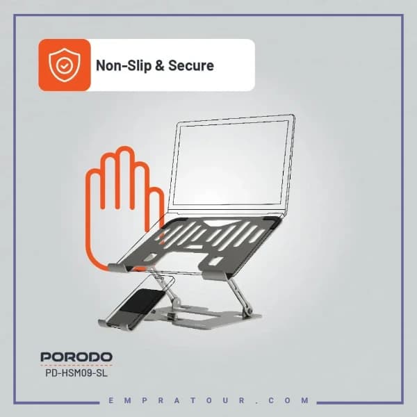 پایه نگهدارنده ۲ در ۱ لپ‌تاپ و موبایل پرودو Porodo PDHSM09SL — تصویر ۳