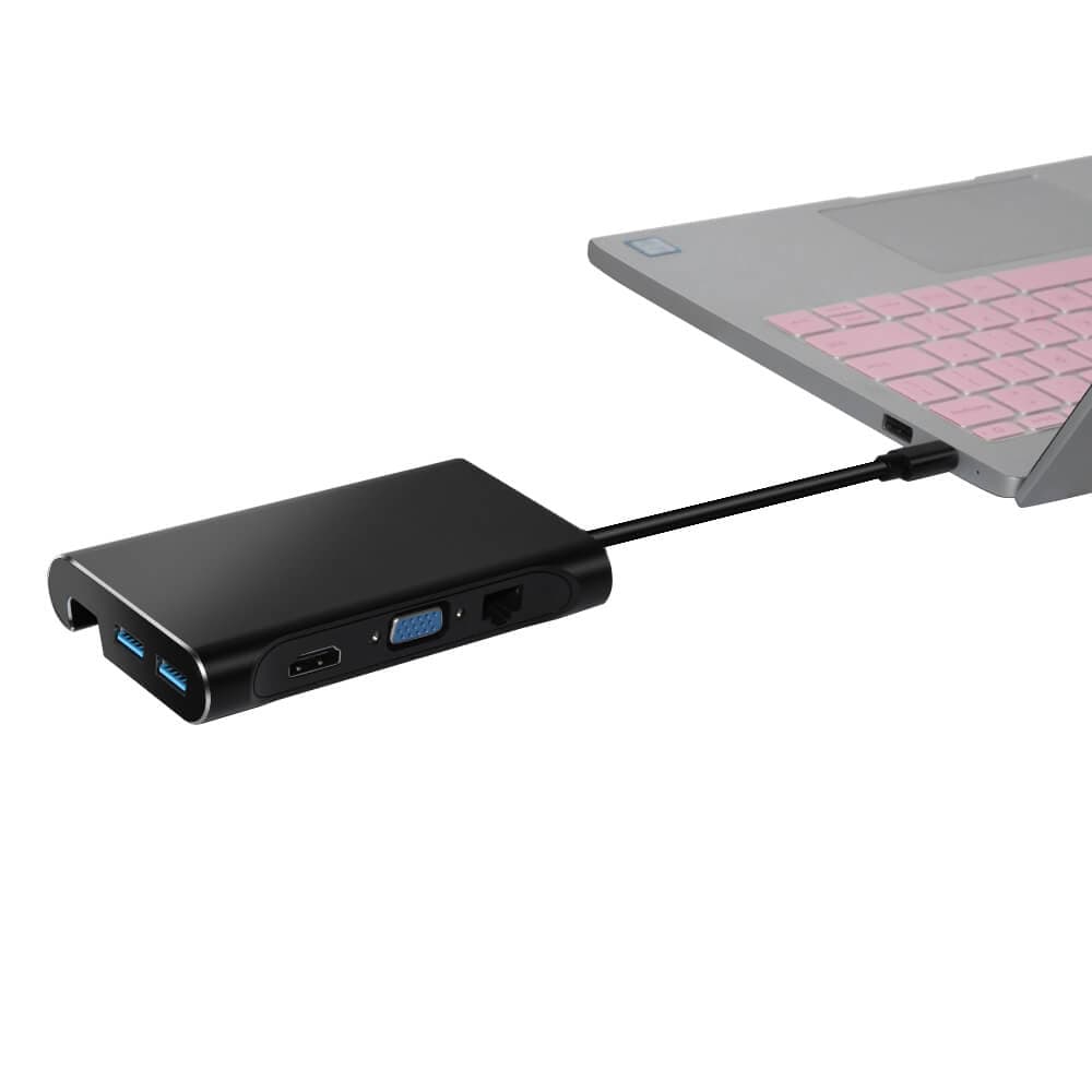 هاب type c به vga + hdmi + lan + usb 3.0 لمونتک — تصویر ۵