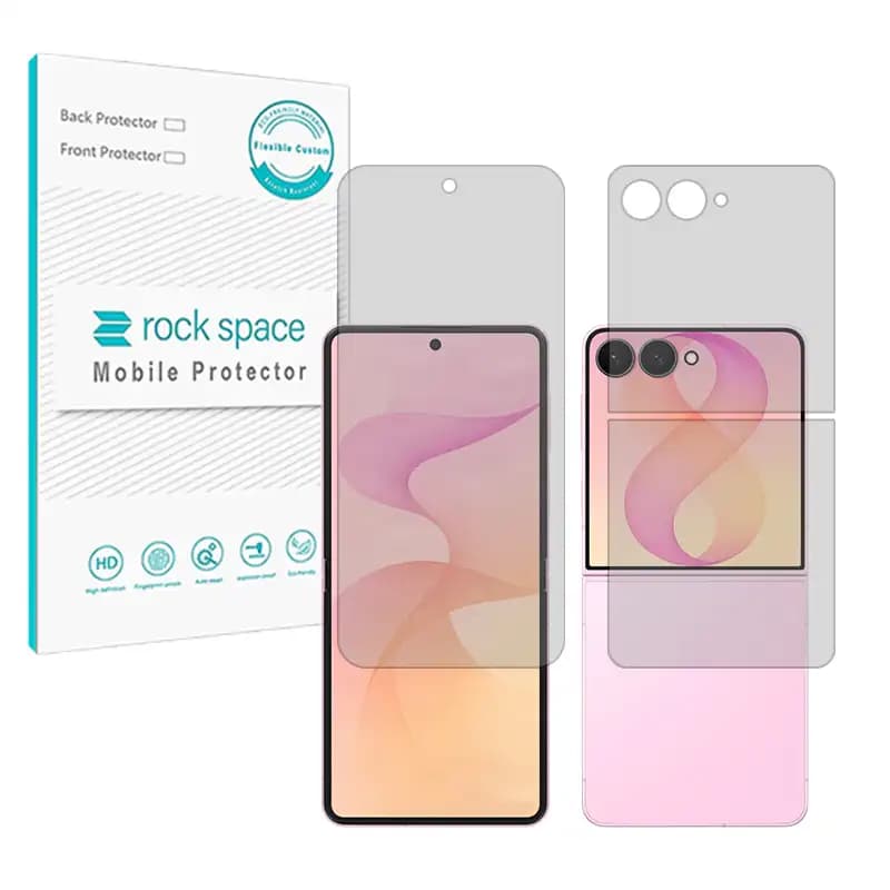 گلس مات سامسونگ Z Flip8 ضد لک و ضد انعکاس نانو هیدروژل برند راک اسپیس — تصویر ۲